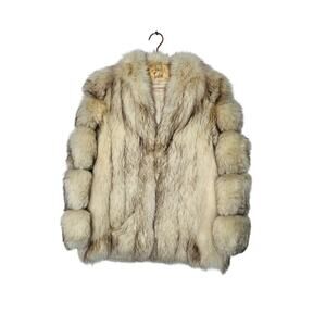 Vintage MINK White Fur Long Sleeve Front Pockets Coat Size Medium